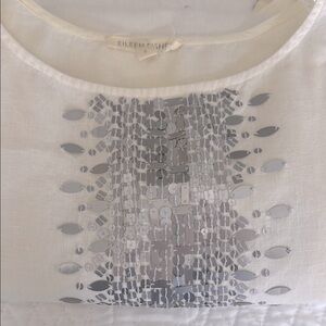 Elegant Eileen Fisher - Cream and Silver Embellished Top